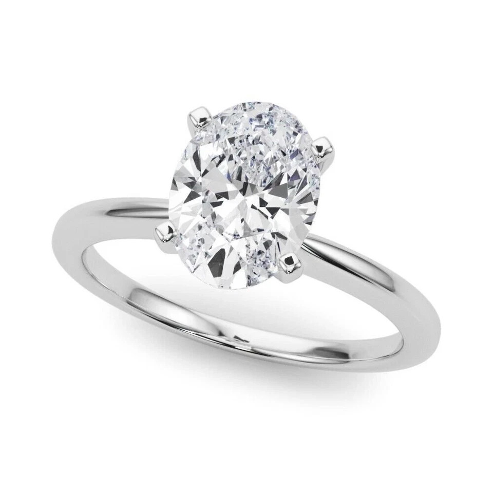1.50 Ct Oval Cut Lab Grown IGI Certified Diamond Ring Solid 925 Sterling Silver