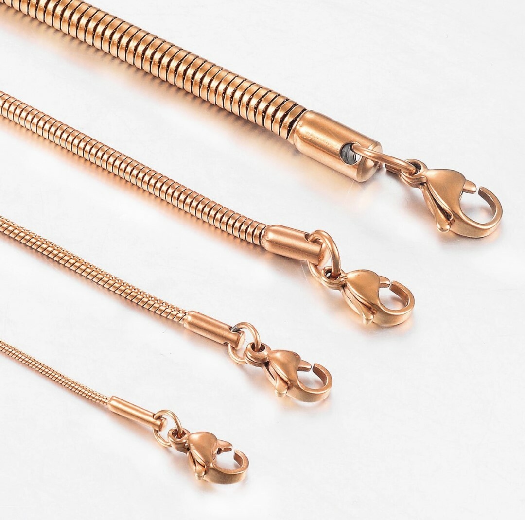 Rose Gold 60 cm (23.6 in) 1 mm STAINLESS STEEL SNAKE CHAIN with lobster clasp