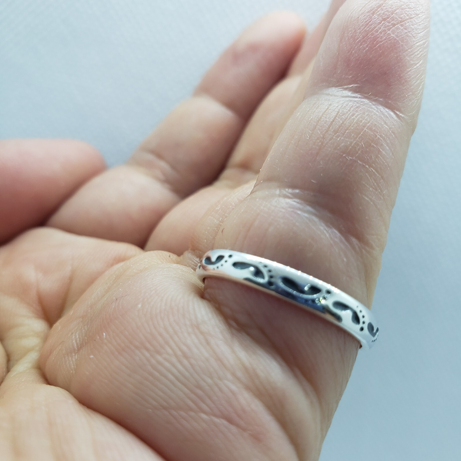 3mm Sterling Silver Footprints in The Sand Stackable Ring 1/8 inch Sizes 6 to 10