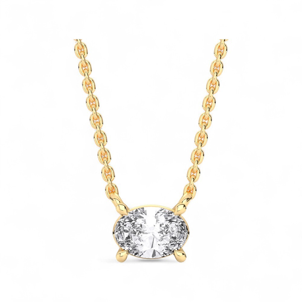 0.25Ct Oval Moissanite Pendant Necklace 925 Silver/10K 14K Gold 18″ Solitaire