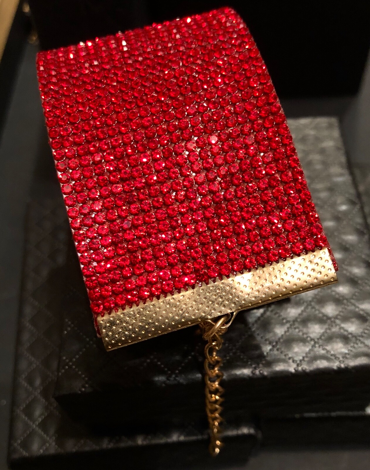 Alcantara Leather Wide Bling Swarovski Elements Wide Red Cuff Bracelet 6” + 2.5″