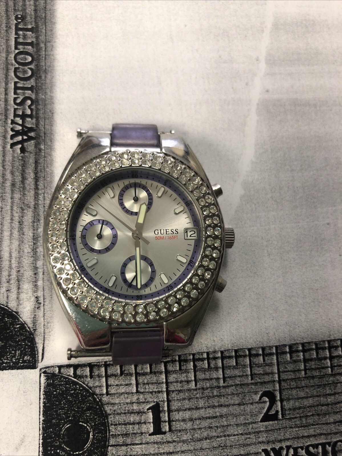 Women’s GUESS White Dial 50M/165FT Water Resistant Crystal Embellished Watch
