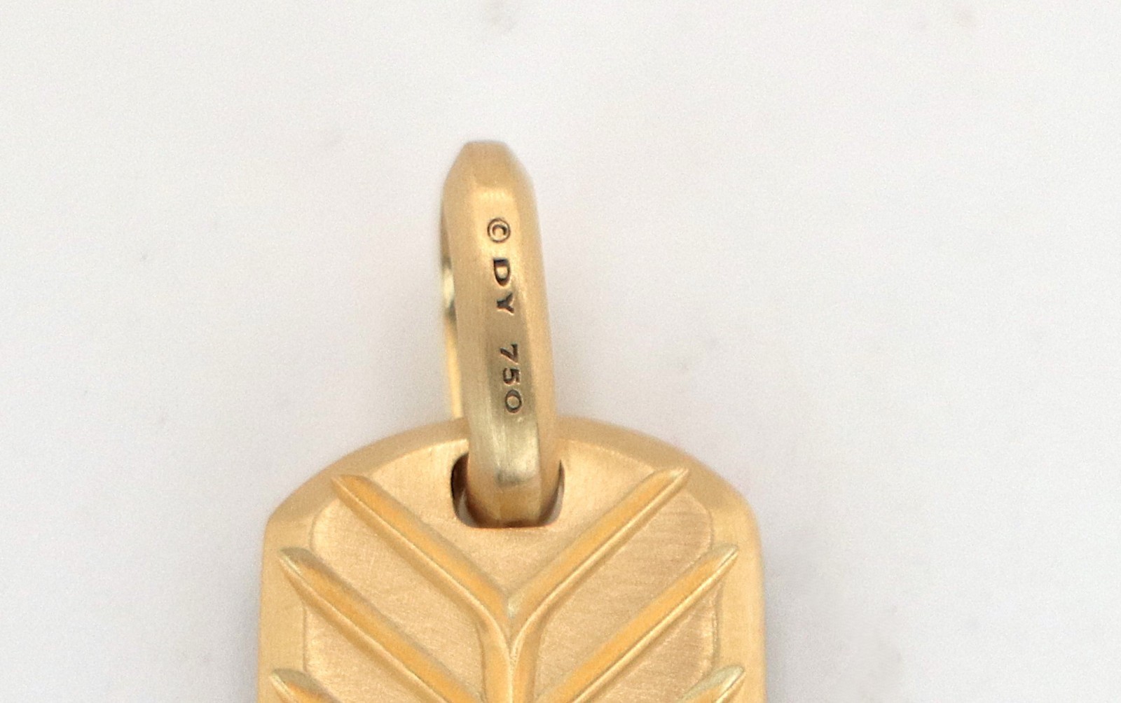 $4,500 David Yurman 18K Yellow Gold Pave Black Diamond 27mm Chevron Tag Pendant