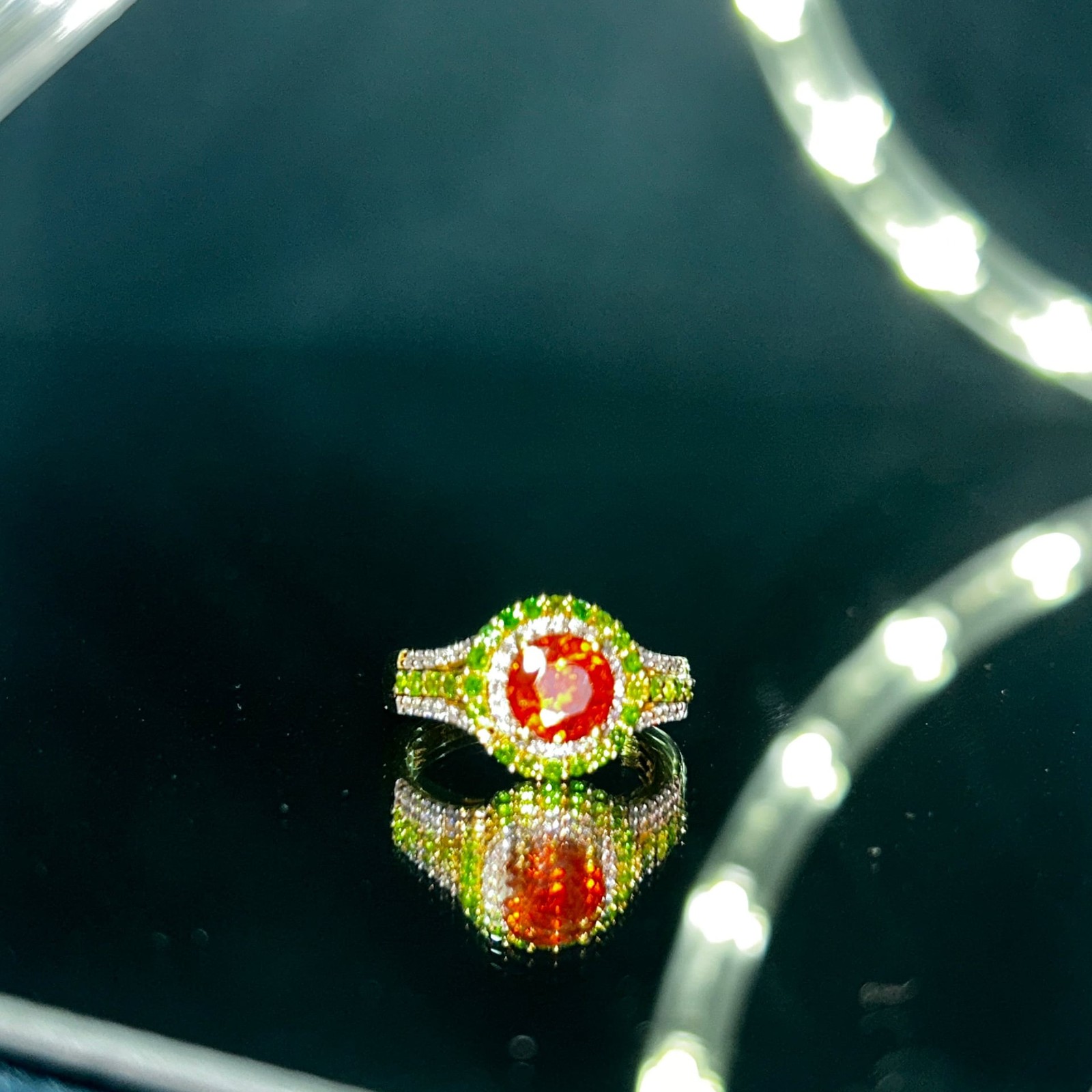 Stunning 1.86 carat Picos Altos Sphalerite ring 18k vermeil over 925 sterling
