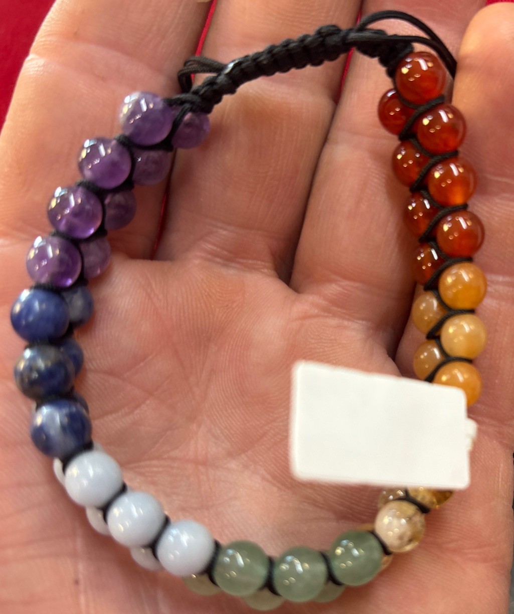 Adjustable 6 Mm Round Double Row Chakra Bracelet
