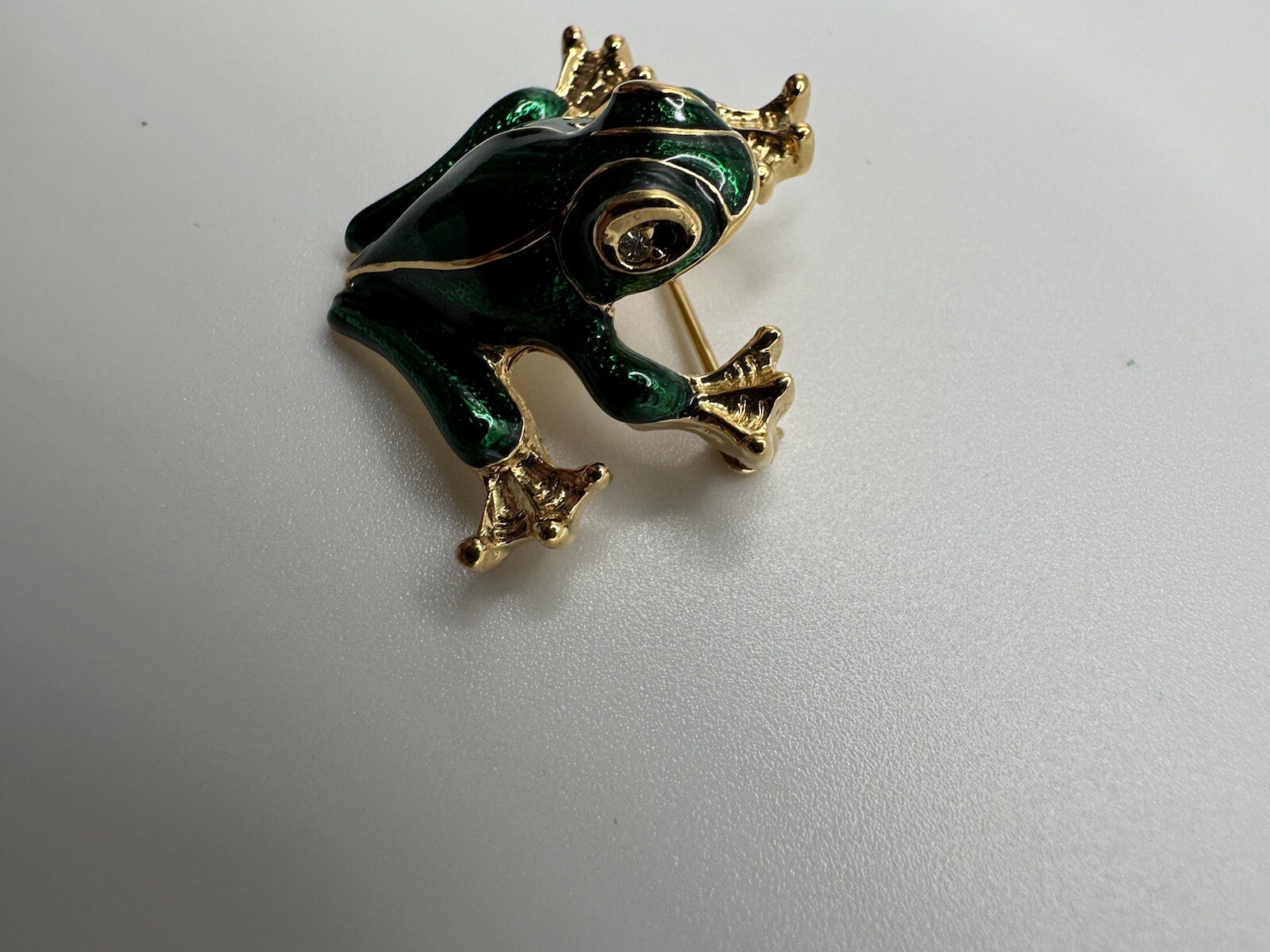 Vintage Gold Blue Green Enamel Frog Brooch By D’Orlan 3.6cm JB10