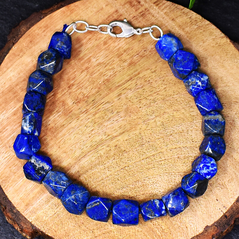 190.00 Cts Natural 7 Inches Long Blue Lapis Lazuli Beads Bracelet NK 30E188
