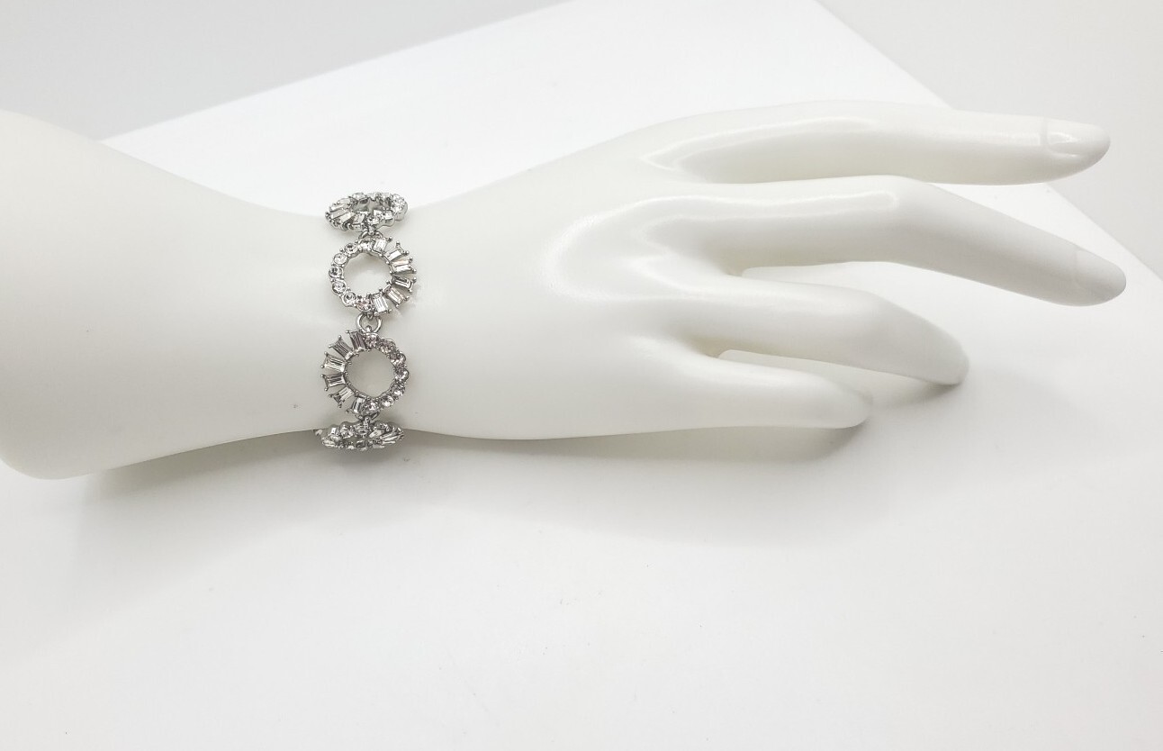 INC Silver-Tone Mixed Crystal Circle Slider Bracelet