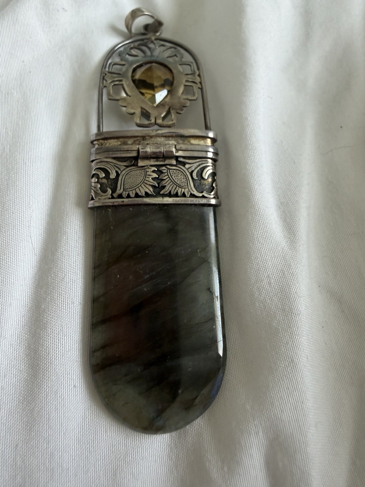 Vintage PENDANT / Locket With Two Stones – I Think It’s Sterling Silver