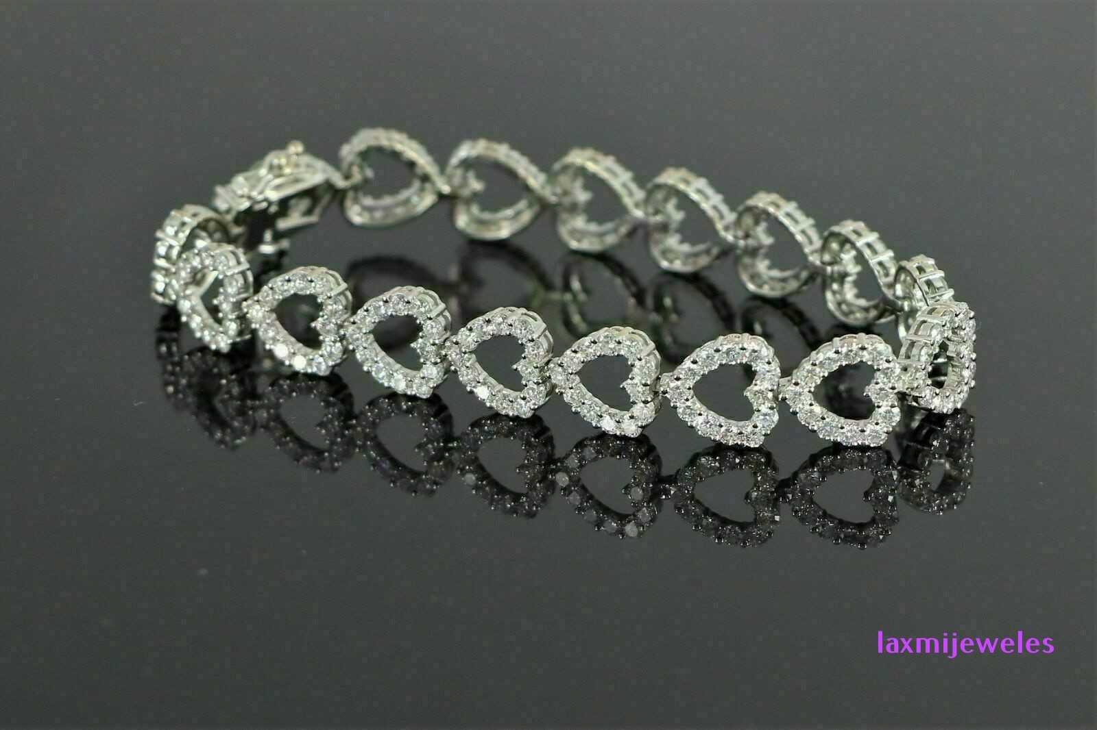 Romantic 5ct Lab-Created Diamond Tennis Bracelet Open Heart Halo 925 Silver