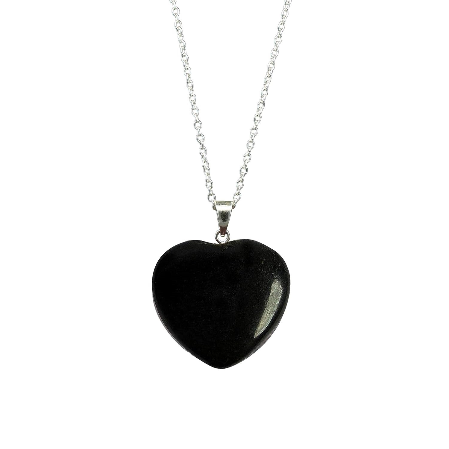 Elegant Natural Black Quartz Heart Necklace – Genuine Gemstone Pendant Gift
