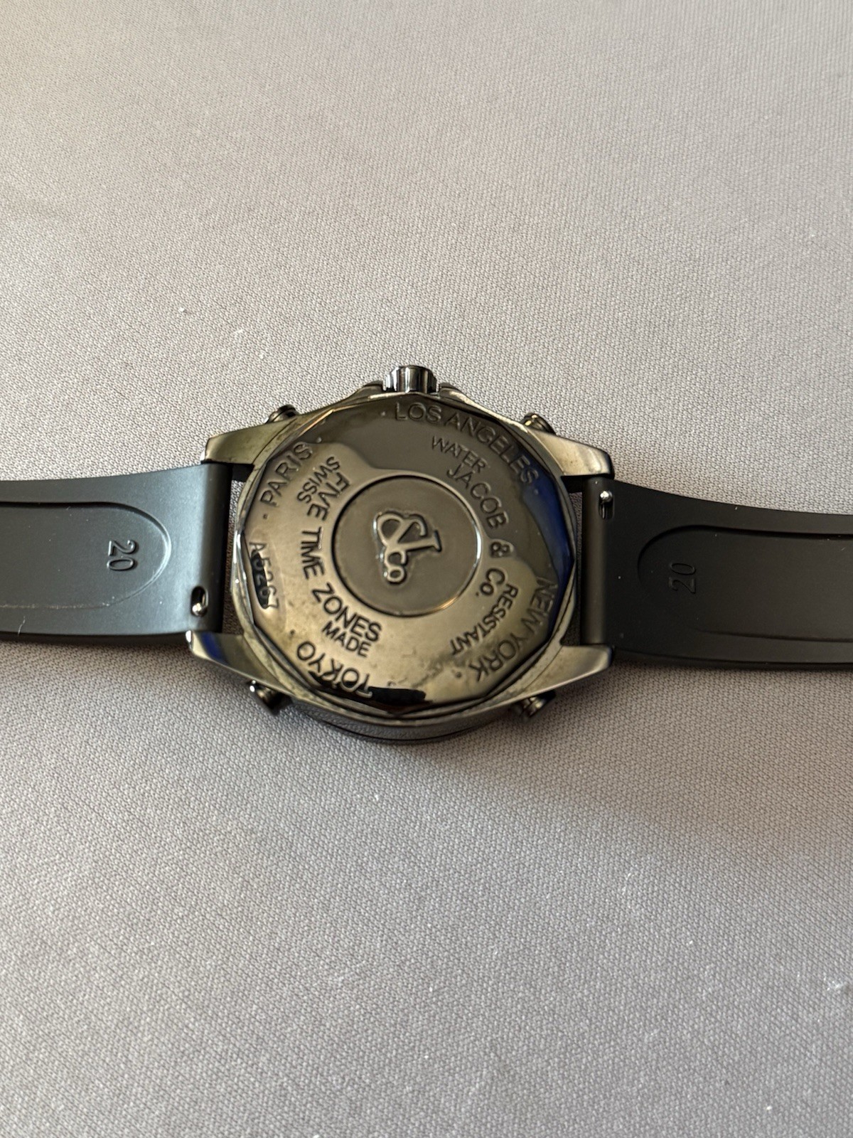 Jacob & Co Five Time Zone Quartz 40mm Black Diamond Dial A5267 NEEDS BATTERY
