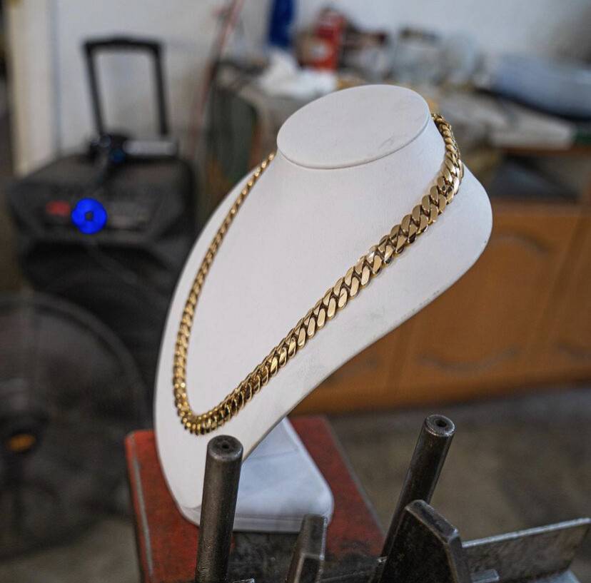 Cadenas de Plata ® Chapada en Oro 14K Para Hombre Cadena Cubana Joyería Fina
