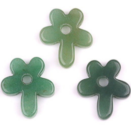 10pcs Natural Green Aventurine Hollow Flower Pendant DIY Jewelry Making 31x35mm