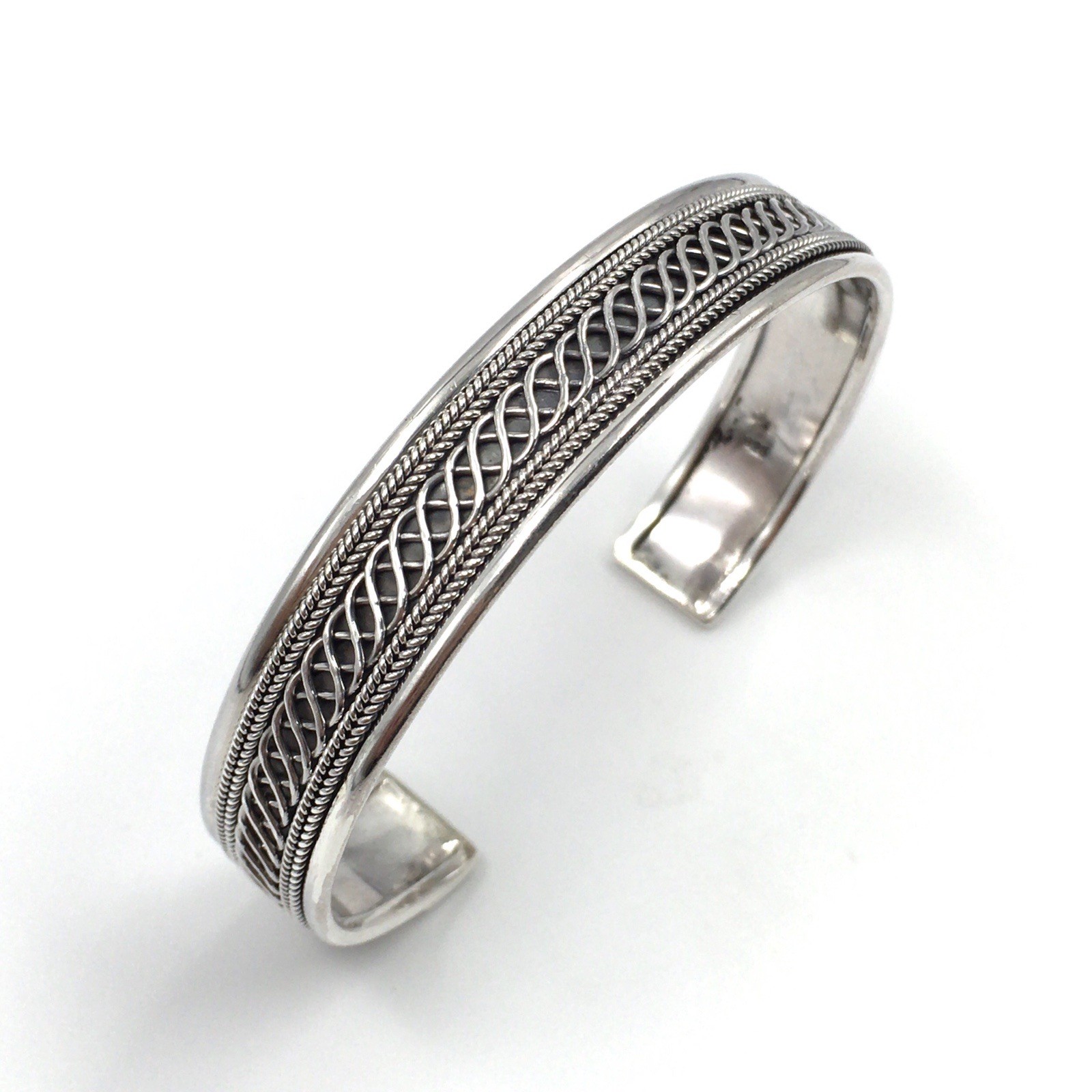 Modern Bangle 925 Silver 1.2cm Wide Bangle Solid Jewellery Bracelet 24g