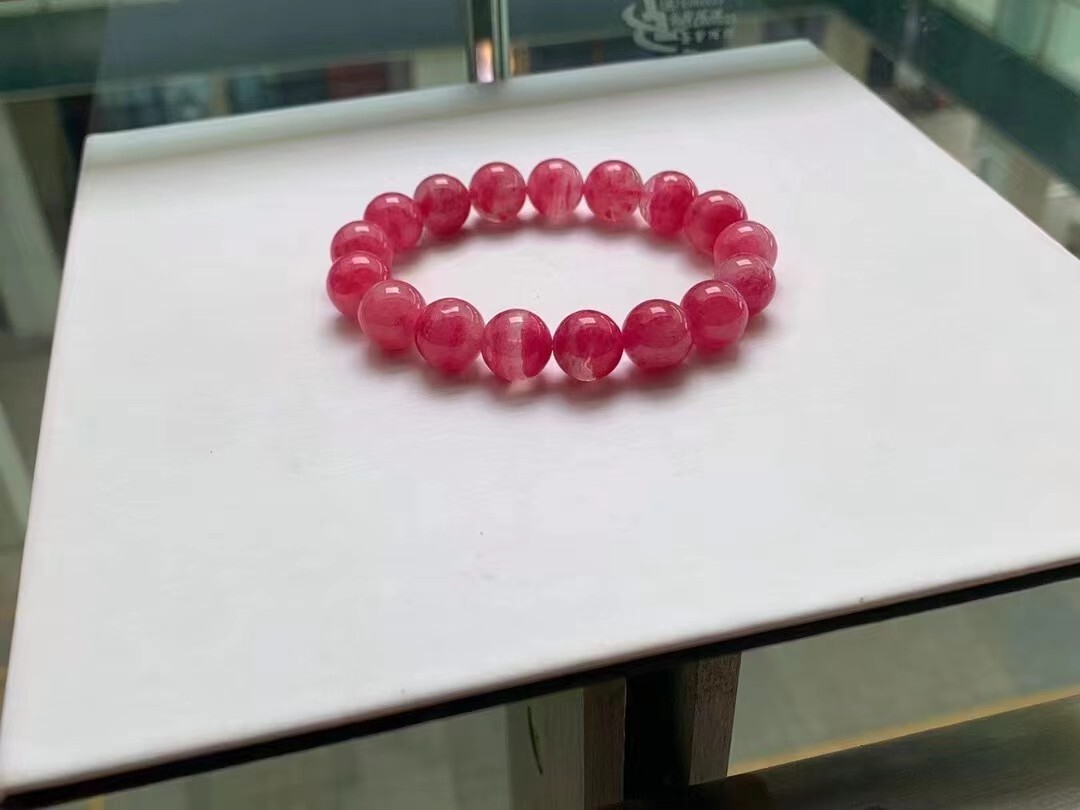 Genuine Natural ice Rose Quartz Round Beads Bracelet AAAAA 13.7mm