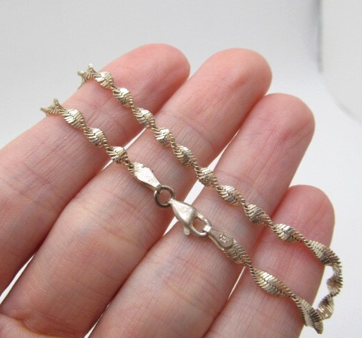 Vintage 925 Sterling Silver Italy Twist Cage 3.75mm Chain Bracelet 8.5 In