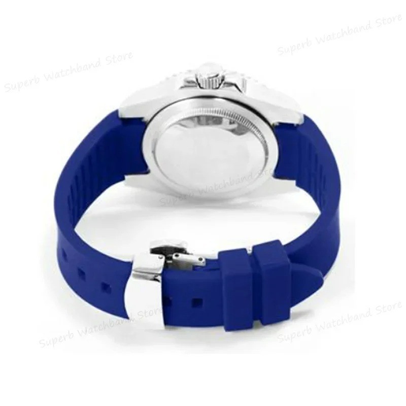 Curved End Silicone Watchband Rubber Strap Butterfly Buckle +CLASP