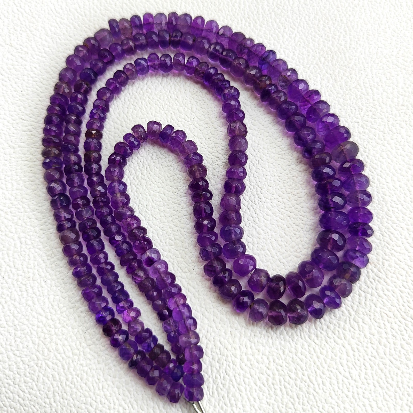 5-8mm Brazil Amethyst Faceted Rondelle Beads 16″ Strand Natural Purple Gemstone