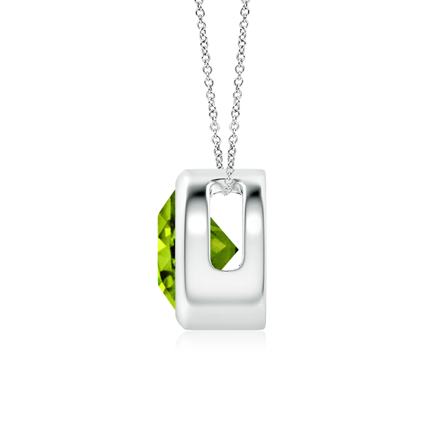 Angara Natural Bezel-Set Round 1.4 ct Peridot Solitaire Pendant in Silver