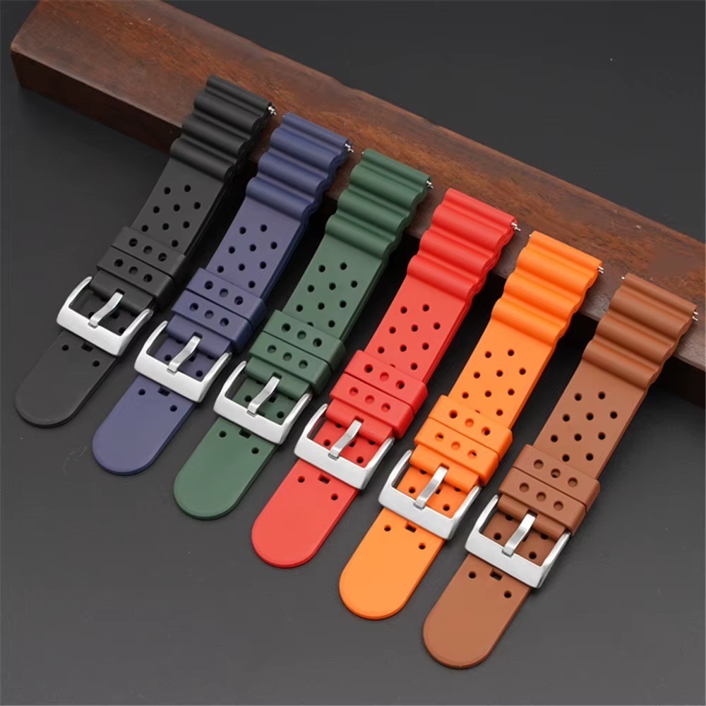 22mm Fluorine Rubber Watch Band Diver Wristwatch Band Quick Release Bracelet