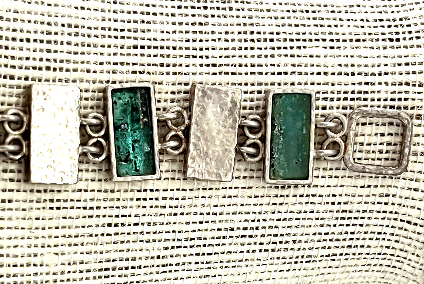 Roman Period Glass Fragments 200 B.C Set in 925 Silver Bracelet Vintage 2001