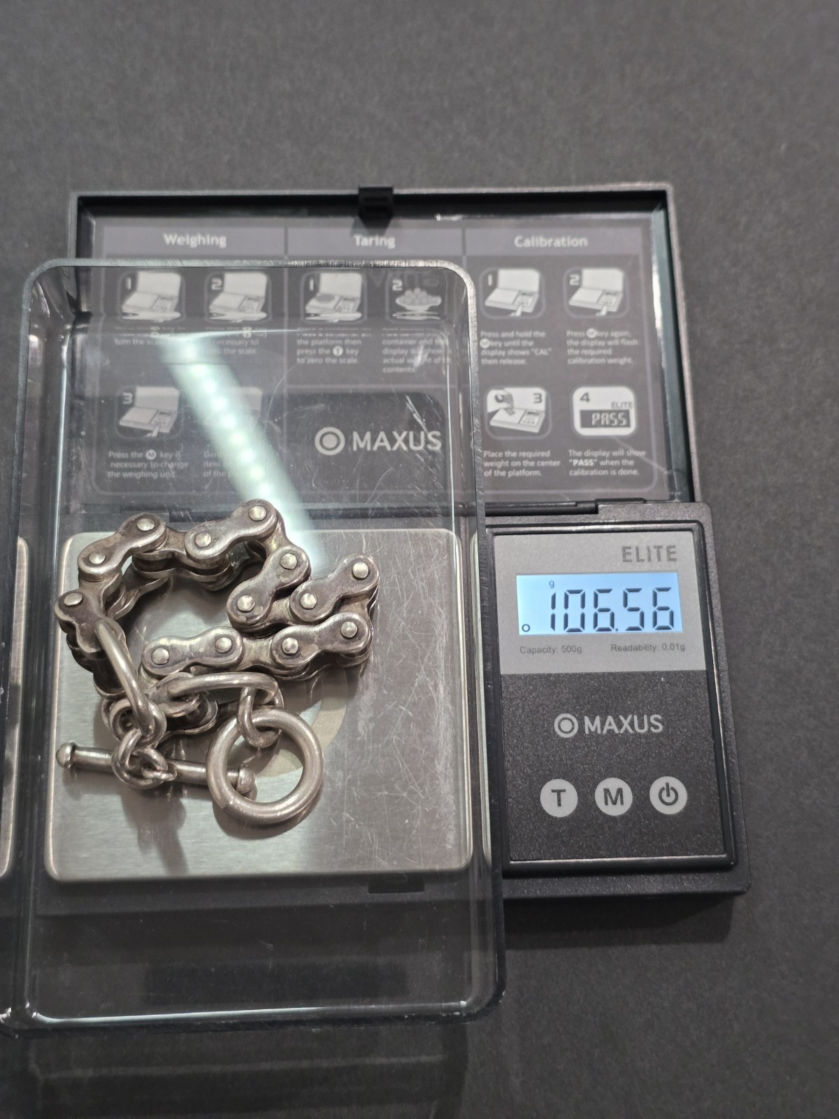 106 Gram 925 Sterling Silver Bike Chain Bracelet 9.5 Inches In Length