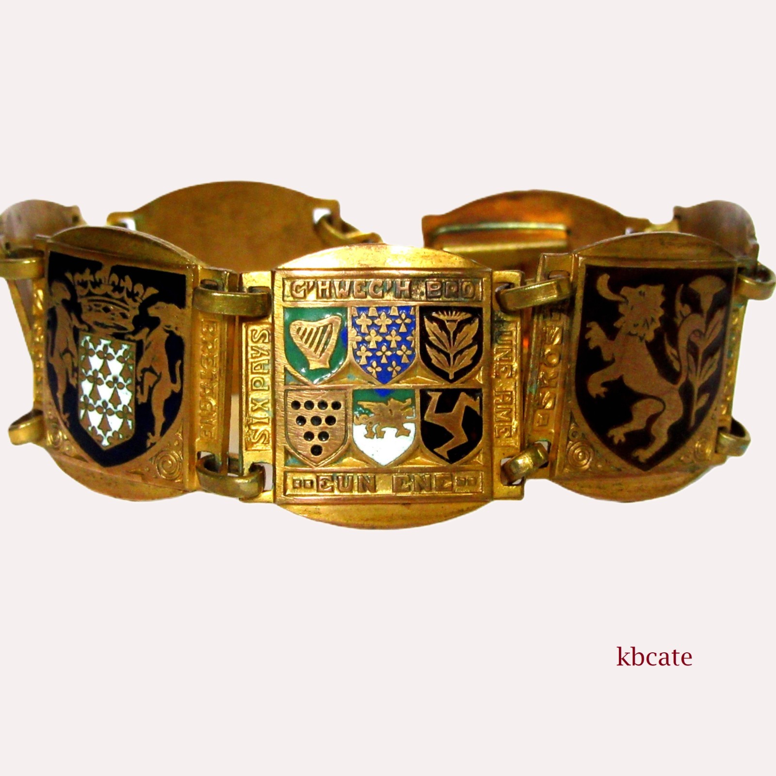 VTG Art Deco Silver Enamel India Souvenir Bracelet Taj Mahal Golden Temple Delhi