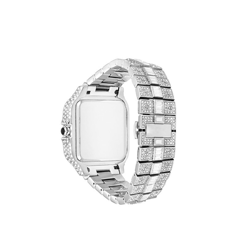 Arabic Hip Hop Ice out Luxury Bling Mens Watch Iced Silver Cz Diamond Waterproof