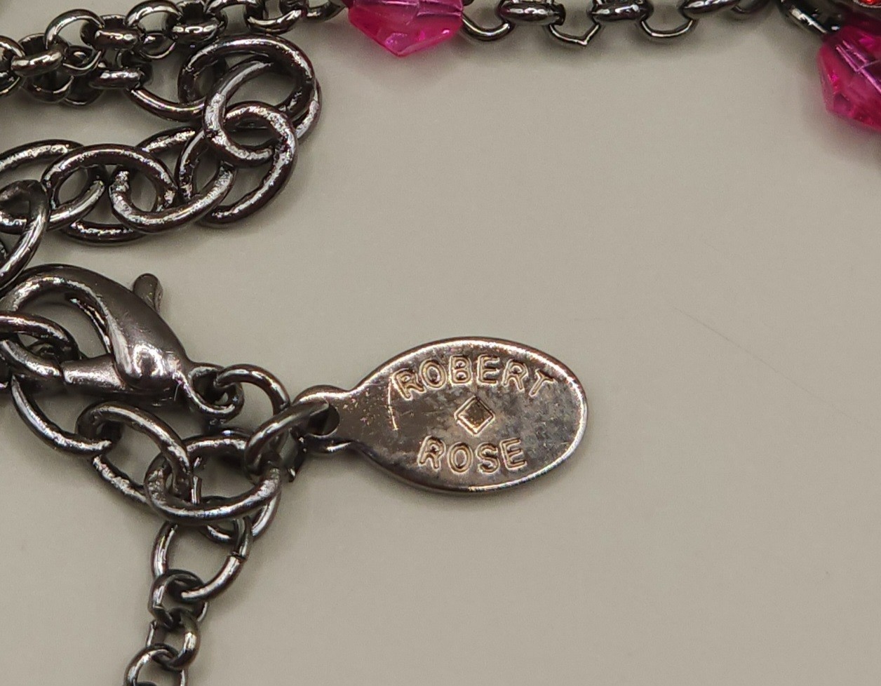 Robert Rose Vintage Butterfly Choker Necklace Red Pink Crystal Rhinestone Y2K