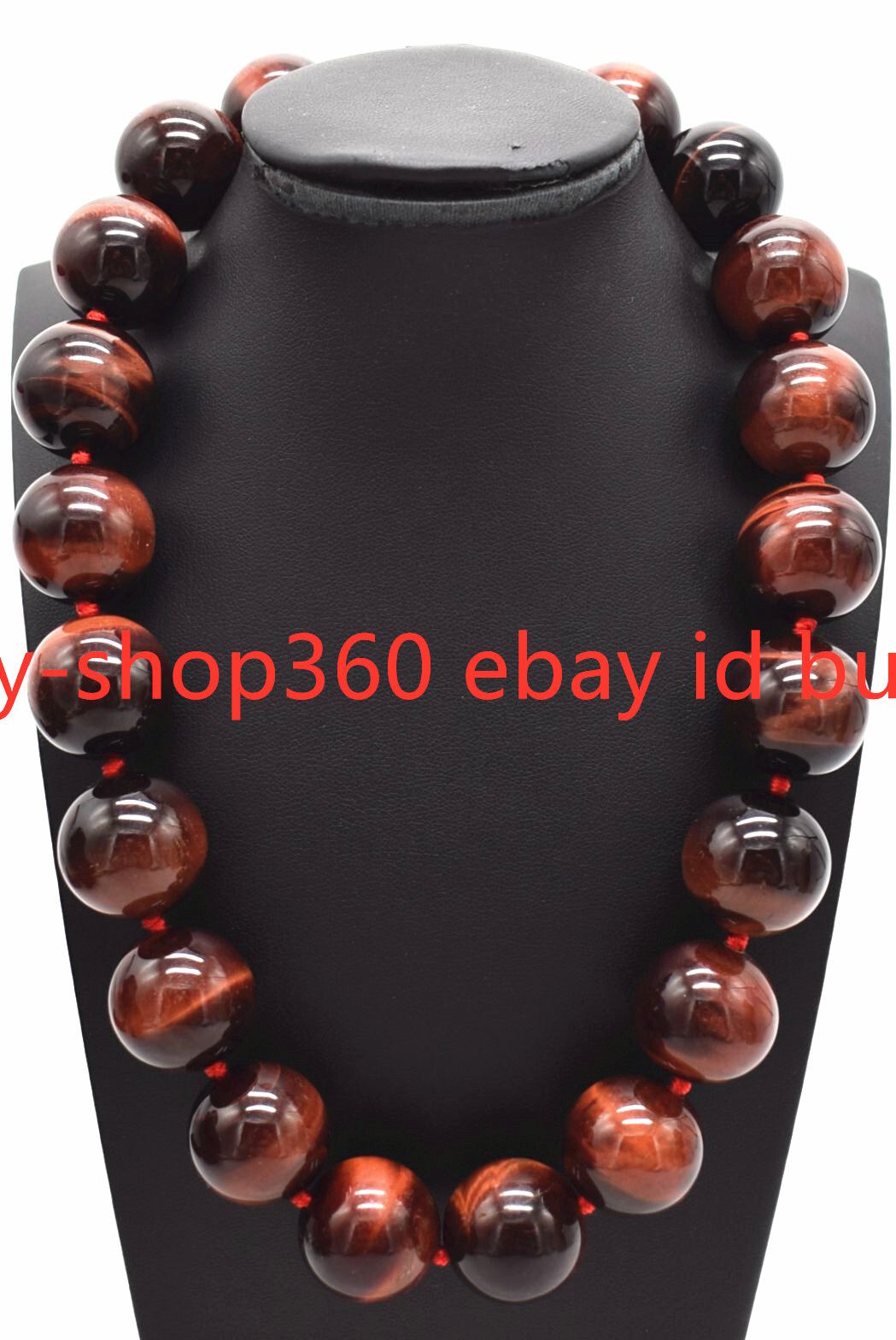 100% Natural 14-20mm Natural Red Tiger’s Eye Gemstone Round Necklace 16-36 in