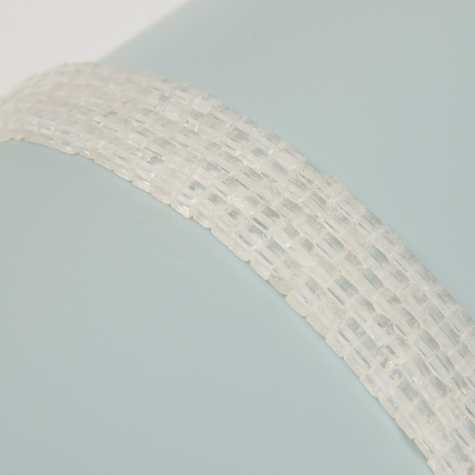 Natural Clear Quartz Smooth Cube Beads Size 4mm 15.5” Strand