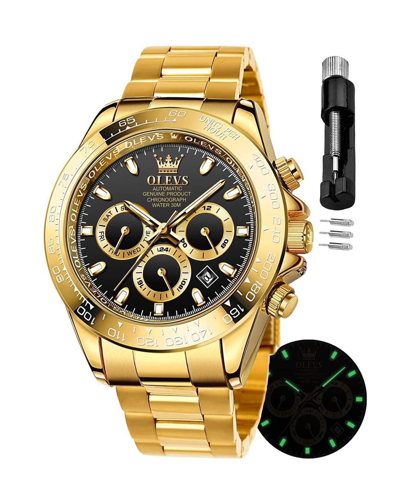 OLEVS Gold Watches for Men Automatic Self Winding Luxury Waterproof Watch Cal…