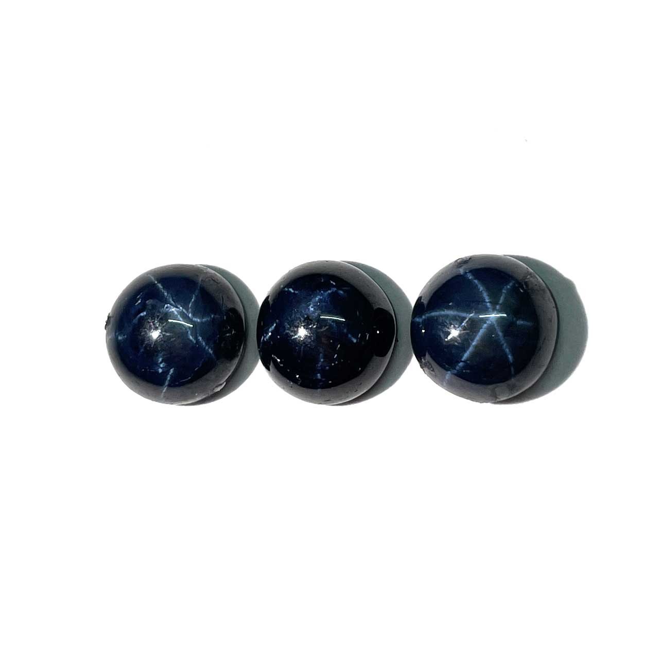 Diffused Star Blue Sapphire Round Cabochon Loose Gemstone Lot 3 Pcs 8 MM 9.3 CT