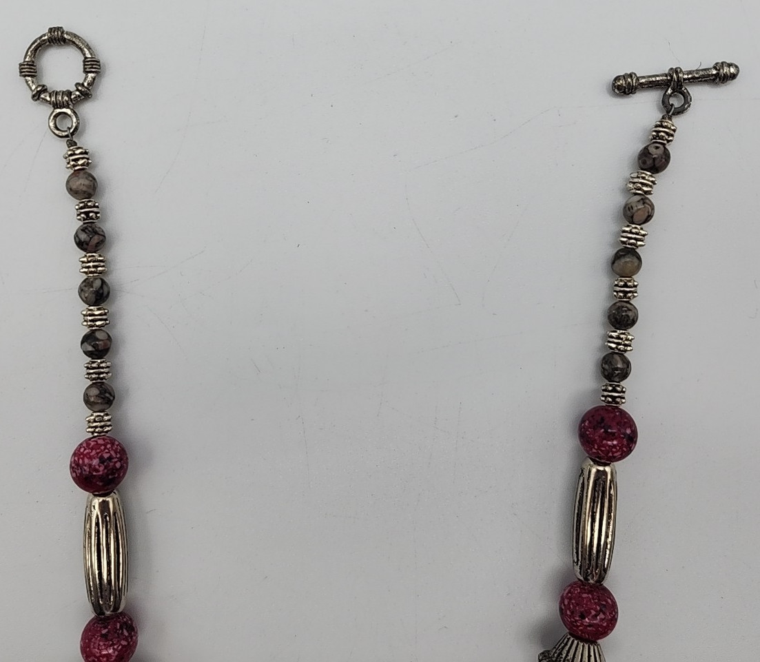 Necklace Artisan Handmade Agate & Silverplate 18″