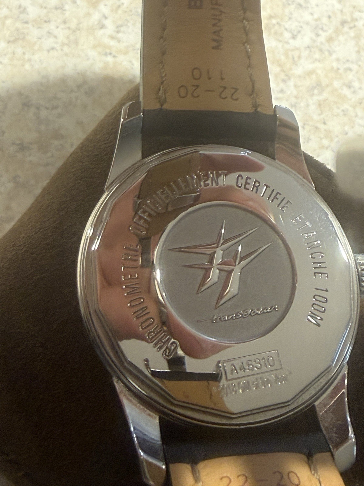 Breitling Transocean Day-Date A45310 Black Dial — Runs Perfectly — Dial is Loose