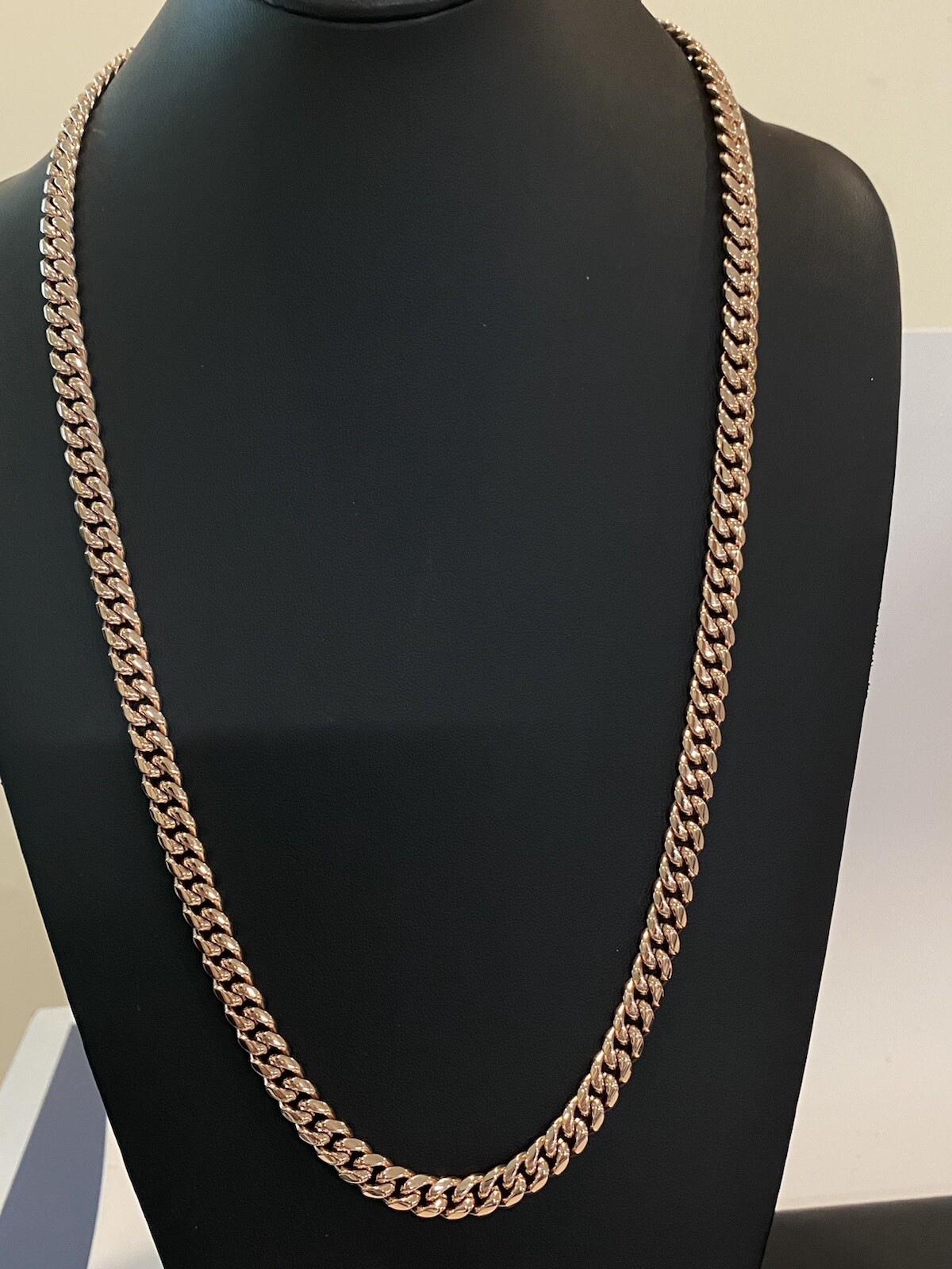 8mm Mens Miami Cuban Link Necklace 14k Rose Gold Plated Stainless Real Chain
