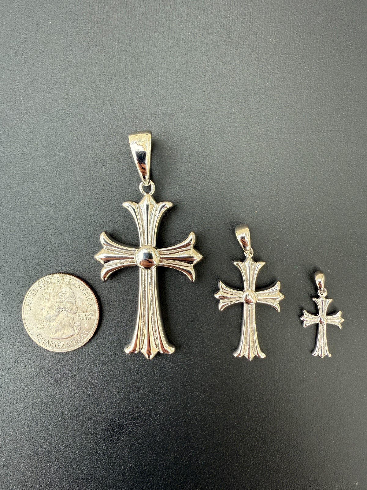 Gothic Cross Plain Real 925 Sterling Silver Pendant Necklace Hearts Of Chrome