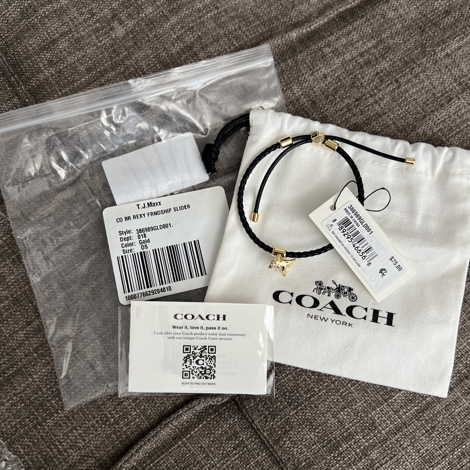 Coach Rexy Friendship Slider Bracelet With Rexy Charm NWT