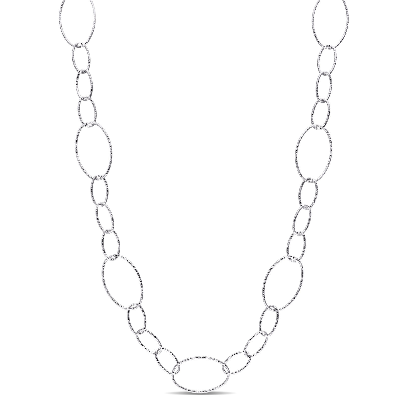 Amour Sterling Silver 13mm Fancy Oval Link Chain Necklace – 30 in.