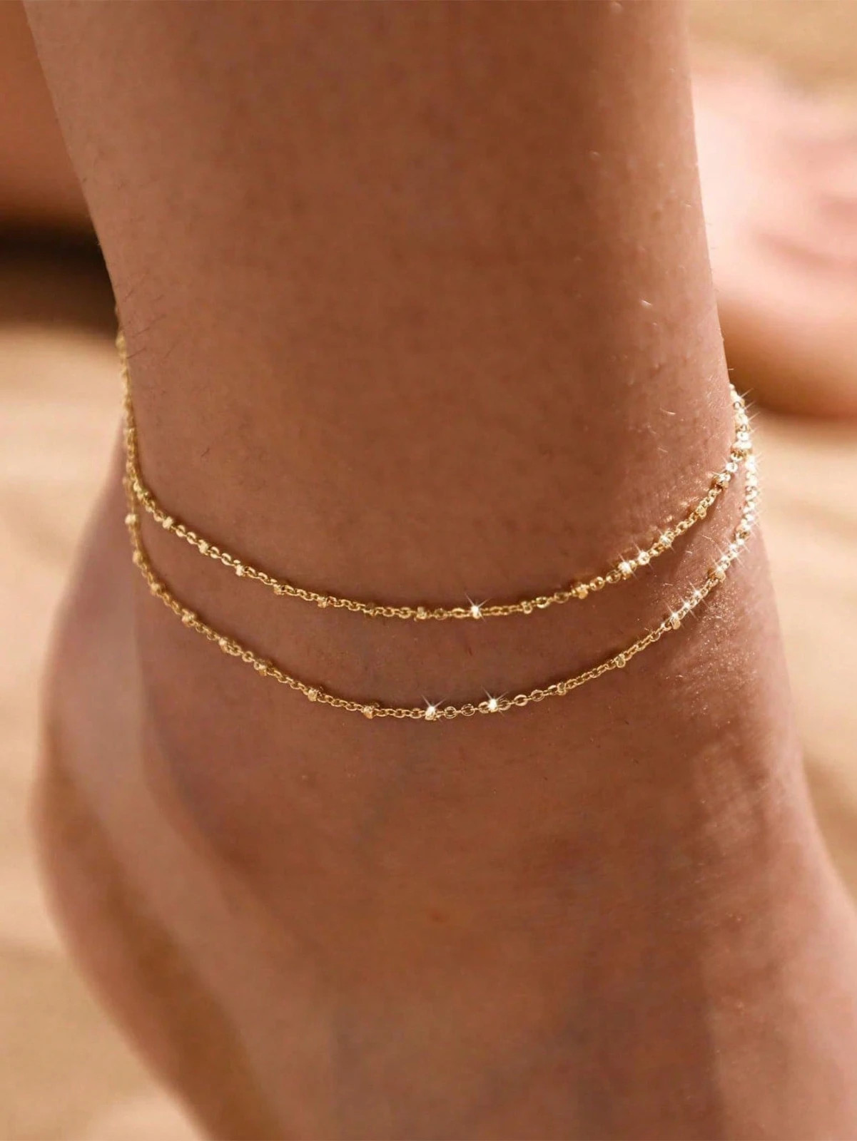 1pc Stainless Steel Anklet Waterproof Minimalist Beaded Jewelry