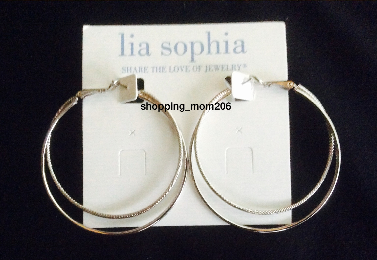 Lia Sophia “Hoopla/Top Notch” Silver Tone Double Hoop Pierced Earrings