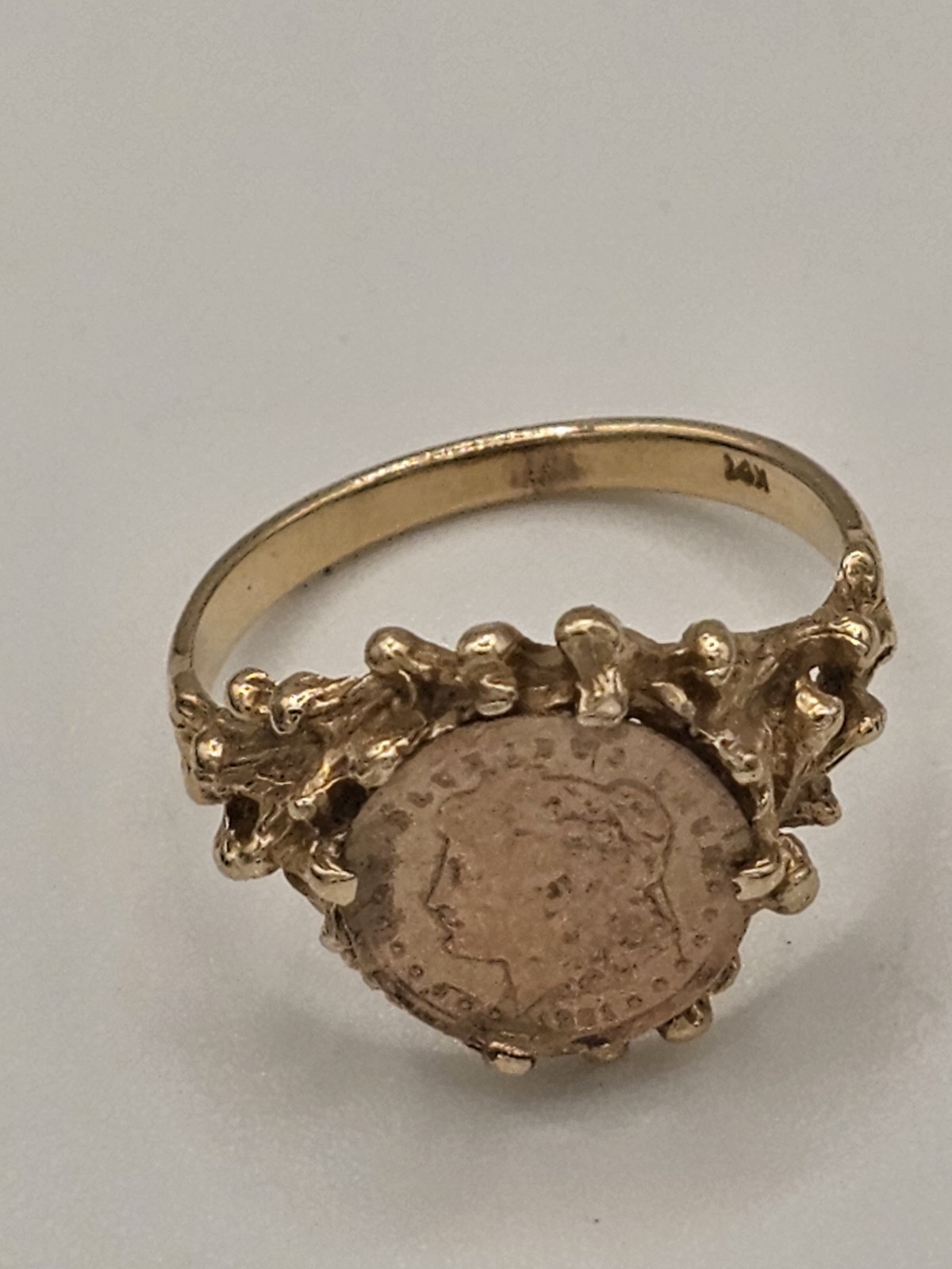 14k Gold Ring, Morgan Dollar Image, Size 5.75 Or 6, 3.12g, Read Description