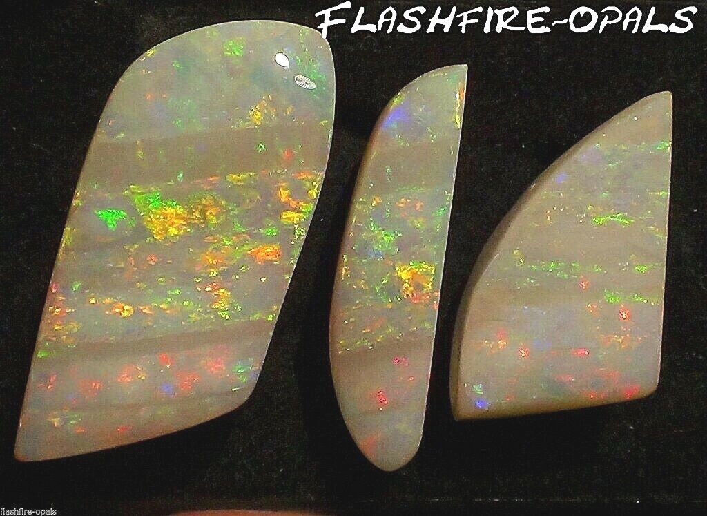 39carat Solid Gem Noble Opal Set Red/Gold/Multicolour Video Flashfire-Opals