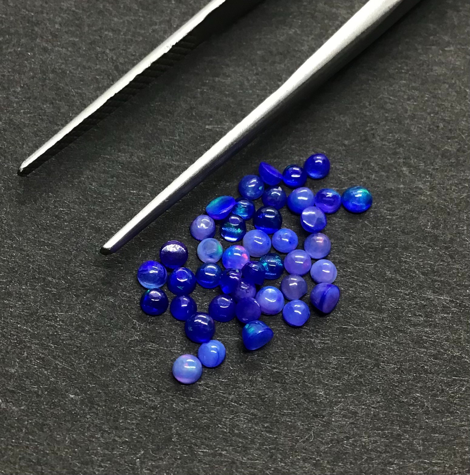 Natural Ethiopian Blue Opal Fire Round Flat Back AAA Loose Gemstone For Jewelry