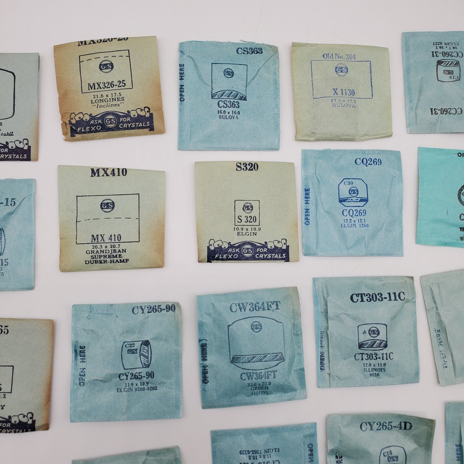 Lot of 50 G.S. Watch Crystals for Various Watch Maker NOS Various Sizes #23