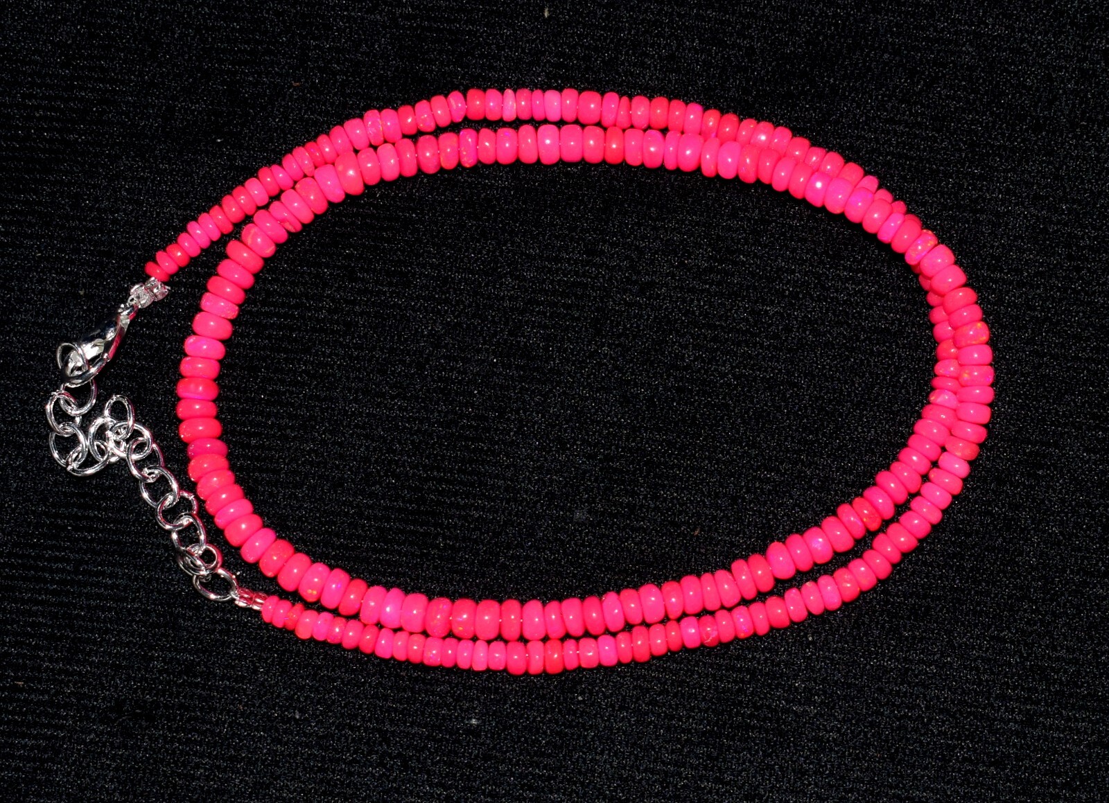 16″Natural Ethiopian Pink Opal Wello Fire Opal Gemstone Bead Necklace 3-4mm