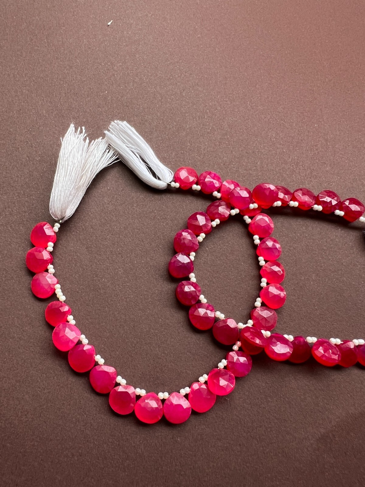 Hot Pink Chalcedony Faceted Pear Briolette Beads 1Strand 8-9mm Teardrop Gemstone