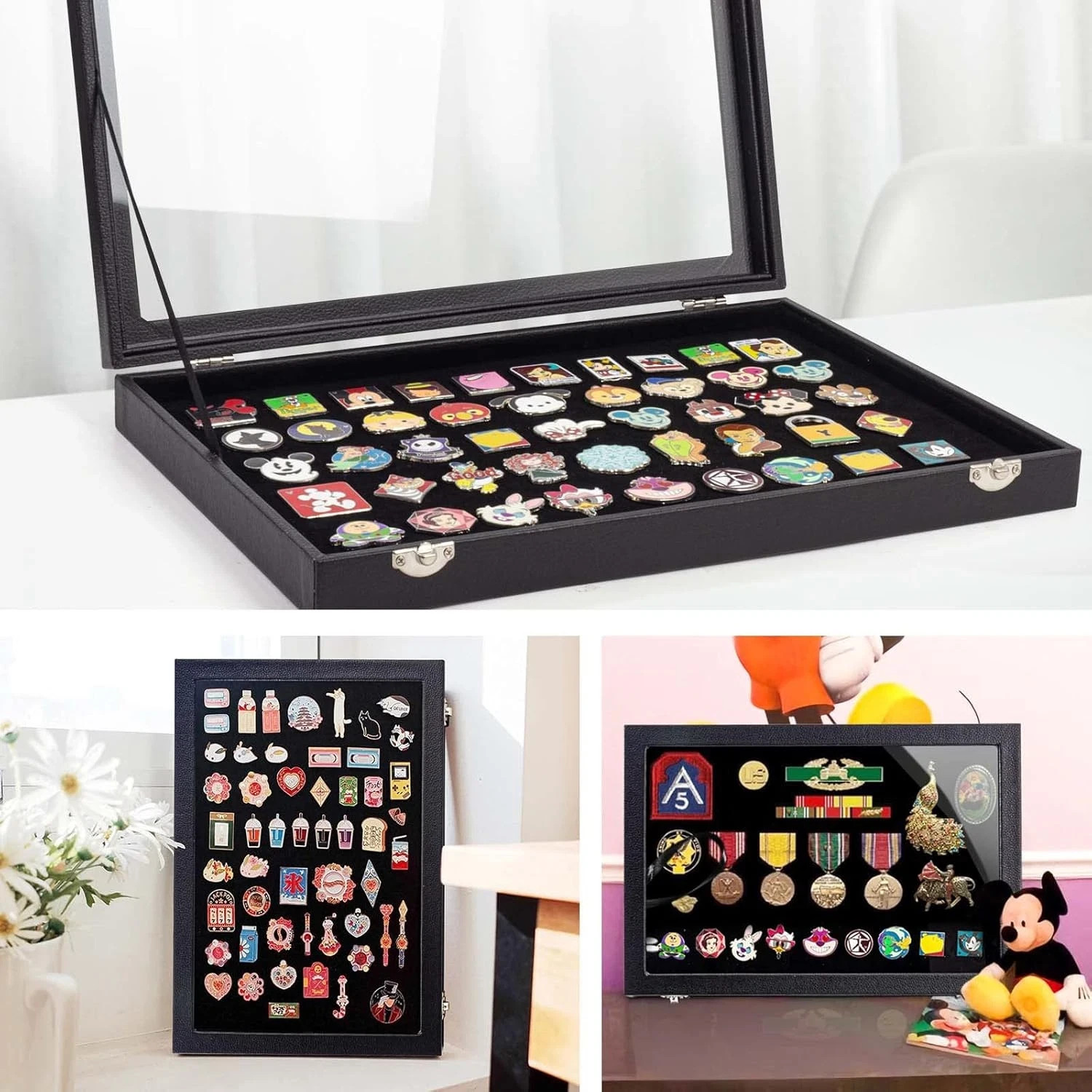 Enamel Pin Display Case, Pin Collection Holder, 14″ X 9″ Shadow Box Frame for Pi