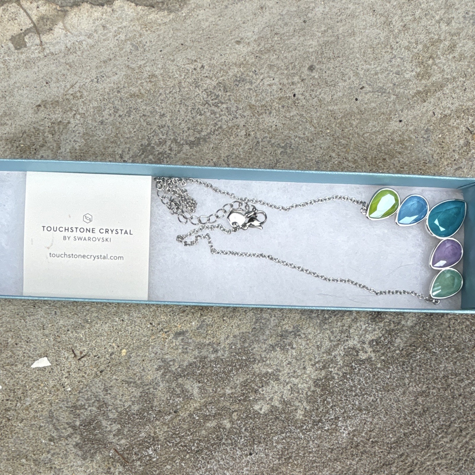 Touchstone Crystal by Swarovski Multicolor Teardrop Necklace 1507N
